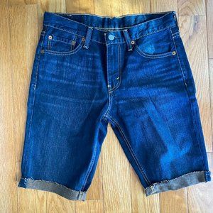 Men's Levi's Denim Shorts with Frayed Hem (Dark Wash)